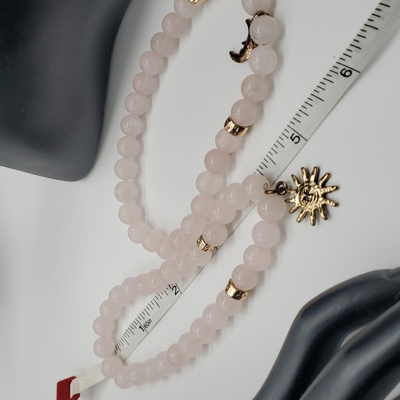 NEW Handmade 2pc Set Of Rose Quartz Sun And Moon. - Picture 3 of 6